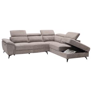 RIGHT CORNER SOFA - WITH EXTENDING HEADREST AND STORAGE SPACE RESTRO HM3339.02R BEIGE FABRIC 284X224X76CM.