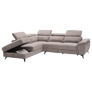 Left corner sofa - with headrests and storage space RESTRO HM3339.02L beige fabric 284X224X76ВСМ.