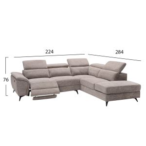 Left corner sofa - with headrests and storage space RESTRO HM3339.02L beige fabric 284X224X76ВСМ.
