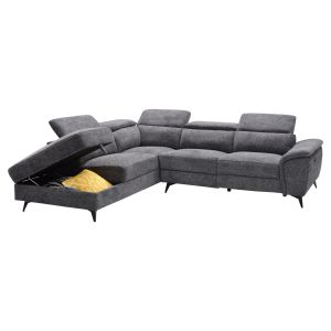 Left corner sofa - with headrests and storage space RESTRO HM3339.01L gray fabric 284X224X76ВСМ.