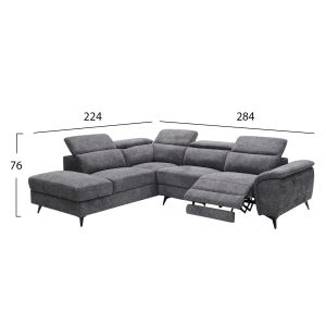 Left corner sofa - with headrests and storage space RESTRO HM3339.01L gray fabric 284X224X76ВСМ.