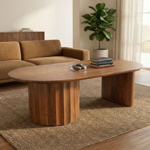 Designer coffee table Flute Bold solid mango wood wenge 130x65x40Eκ