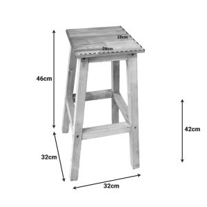 Wooden stool Waroby in natural color 32x32x46cm