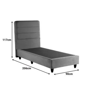 Единично легло Linteda кремаво кадифе 90x200см