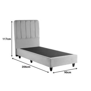 Единично легло Lunda кремаво кадифе 90x200см