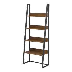 Alfa bookcase, walnut, black metal, 75x36x185 cm
