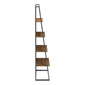 Alfa bookcase, walnut, black metal, 75x36x185 cm