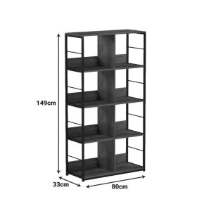Bocklet bookcase, rustic, brown-black, metal, 80x33x149 cm
