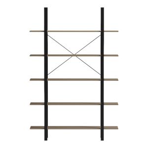 Loftie bookcase, Sonoma color - black metal, 126x28x165 cm