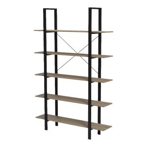Loftie bookcase, Sonoma color - black metal, 126x28x165 cm