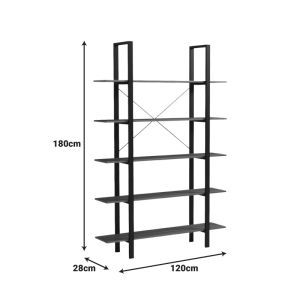 Bookshelf Varous walnut-black metal 120x28x180cm
