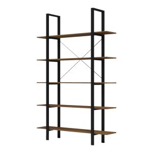 Bookshelf Varous walnut-black metal 120x28x180cm