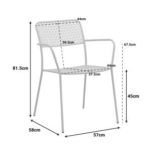 Moraja Federal 5-piece set, cream metal, 140x80x72cm