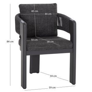 Outdoor dining set 6 seats Cerrig SM10851.01 aluminum - sintered stone - olefin in gray