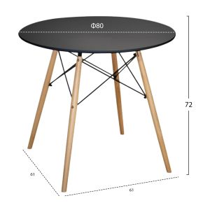 3-PIECE DINING SET TWIST HM21373 ROUND TABLE D80 AND 2 DINING CHAIRS IN BLACK
