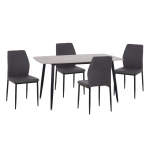 Table and chairs set 5 pieces Raven HM10743 ceramic top gray marble - gray fabric