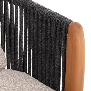 Table and chairs set 6 seats Absolution SM21351 gray aluminum rope - olefin in beige color