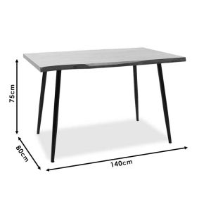 Table and chairs set Murde black and table Neve black 140x80x75cm set of 5 pieces