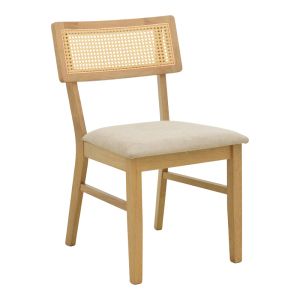 Raffles 5-piece table and chair set, rubber wood with natural polyrattan 150x90x76cm