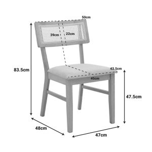 Raffles 5-piece table and chair set, rubber wood with natural polyrattan 150x90x76cm