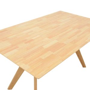 Raffles 7-piece table and chair set, rubber wood with natural-colored polyrattan 150x90x76cm