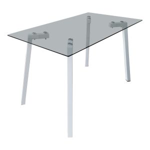 Table set with white Parker chairs and Titta glass table 120x70x75cm, set of 5 pieces