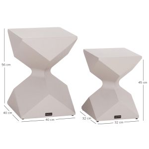 Комплект от 2 странични масички Zander SM10719.02 алуминиеви в кремавобяло 40X40 см. и 32X32 см.