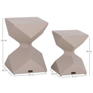 Комплект от 2 странични масички Zander SM10719.04 алуминиеви в бежово 40X40 см. и 32X32 см.