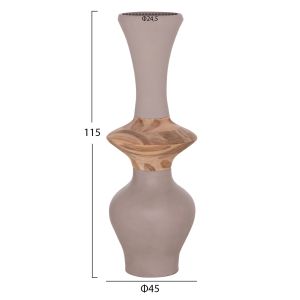 Set of 3 decorative floor vases Nebula HM21139.01 fiber cement - teak wood