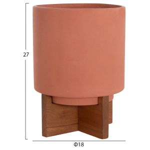 Set of 3 pots/vases with teak bases Tanti HM4685 fiber cement in 3 colors
