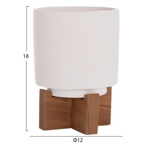 Set of 3 pots/vases with teak bases Tanti HM4685 fiber cement in 3 colors