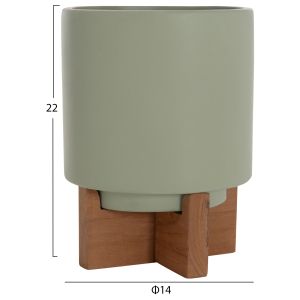 Set of 3 pots/vases with teak bases Tanti HM4685 fiber cement in 3 colors