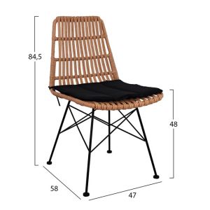 Комплект от 5 части Allegra от ратан с маса 140X80X78 см. бежов и черен цвят HM10491
