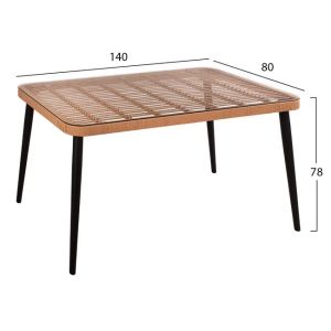 Комплект от 5 части Allegra от ратан с маса 140X80X78 см. бежов и черен цвят HM10491