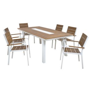 Dining table set 7 pieces aluminum in white color HM5233.01