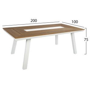 Dining table set 7 pieces aluminum in white color HM5233.01