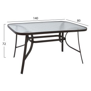 Комплект трапезна маса от 5 части HM10562.01 с маса 150X90X72 см. от метал, кафяв