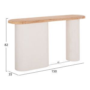 Конзола Santorini HM18338 плот за маса от ела с мдф основа в почисто бял цвят 150X35X82ВСМ.