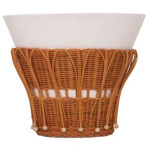 ROUND SIDE TABLE PERRAL HM18164.02S FIBER CEMENT IN WHITE COLOR - NATURAL RATTAN - D42X36HCM.