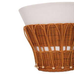 ROUND SIDE TABLE PERRAL HM18164.02S FIBER CEMENT IN WHITE COLOR - NATURAL RATTAN - D42X36HCM.