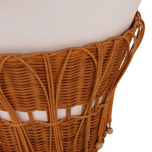 ROUND SIDE TABLE PERRAL HM18164.02S FIBER CEMENT IN WHITE COLOR - NATURAL RATTAN - D42X36HCM.
