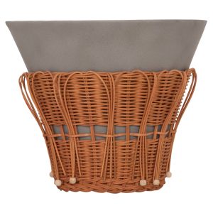 ROUND SIDE TABLE PERRAL HM18164.03S FIBRO CEMENT IN GREY - NATURAL RATTAN - D42X36HCM.