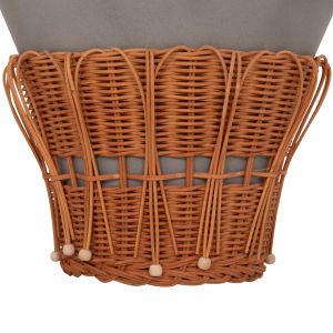 ROUND SIDE TABLE PERRAL HM18164.03S FIBRO CEMENT IN GREY - NATURAL RATTAN - D42X36HCM.