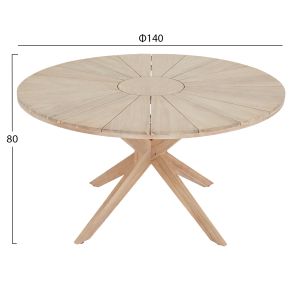 Round dining table Corten HM6443 acacia wood in natural color Φ140X75 cm.