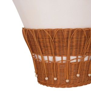 ROUND COFFEE TABLE PERRAL HM18164.02L FIBERCEMENT IN WHITE COLOR - NATURAL RATTAN - D55X45HCM.