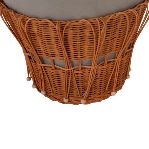 ROUND COFFEE TABLE PERRAL HM18164.03L FIBER CEMENT IN GREEN-GRAY - NATURAL RATTAN - D55X45HCM.