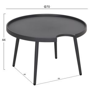 Round coffee table Teroc HM6434.01 aluminum in gray Φ70X44HCM