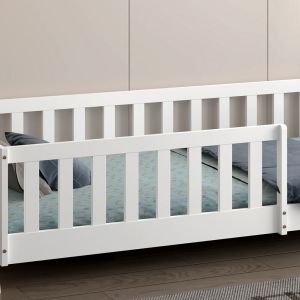 Легло с парапети Munk HM21325 борова дървесина в естествено дърво/бял цвят - с матрак 90X190СМ