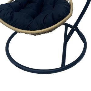 Люлка Nest с основа Soleil, черен метал - естествен пе ратан с черна възглавница 120x95x195см