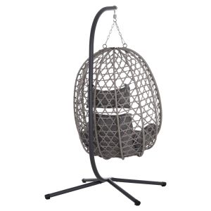 ЛЮЛКА-ГНЕЗДО NESTA HM6468.01 СИВ МЕТАЛ (СТОМАНА) &amp;amp; ПЕРАТАН 100X100X190ВСМ.